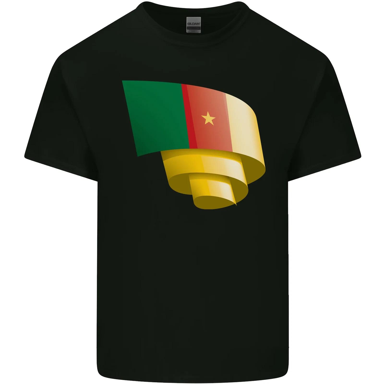 Curled Cameroon Flag Cameroonian Day Football Kids T-Shirt Childrens M