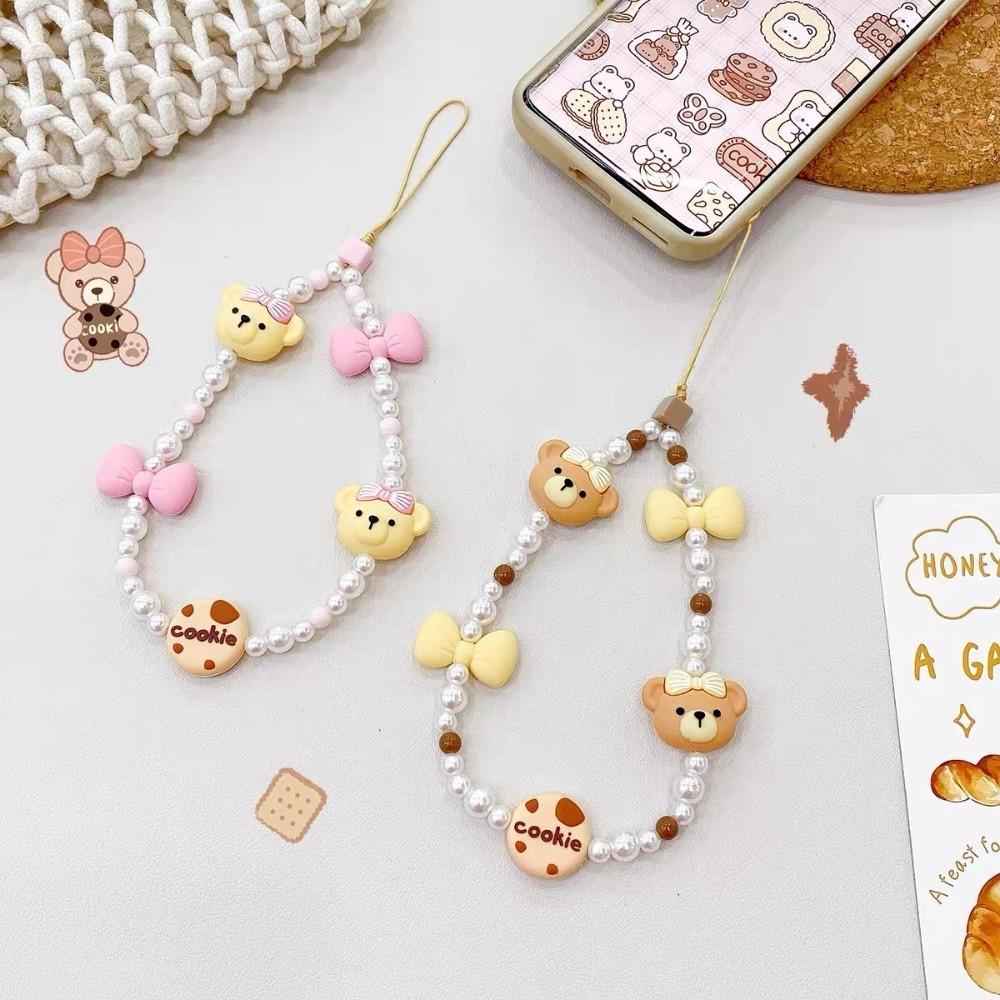 Anti-loss Mobile Phone Lanyard Biscuit Bear Cell Phone Strap Bead Phone Chain  Phone Charm