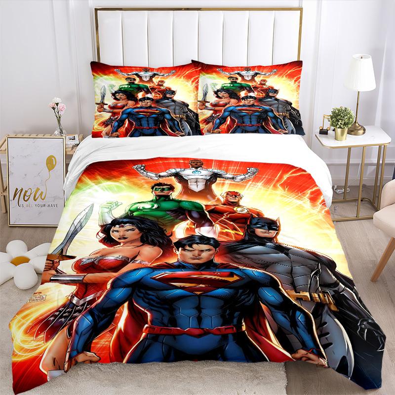 3pcs Superman, Justice League Cover Set,Soft Comfortable Duvet Cover,Guest Room (1*Duvet Cover + 2*Pillowcases, Without Core) yy251024125