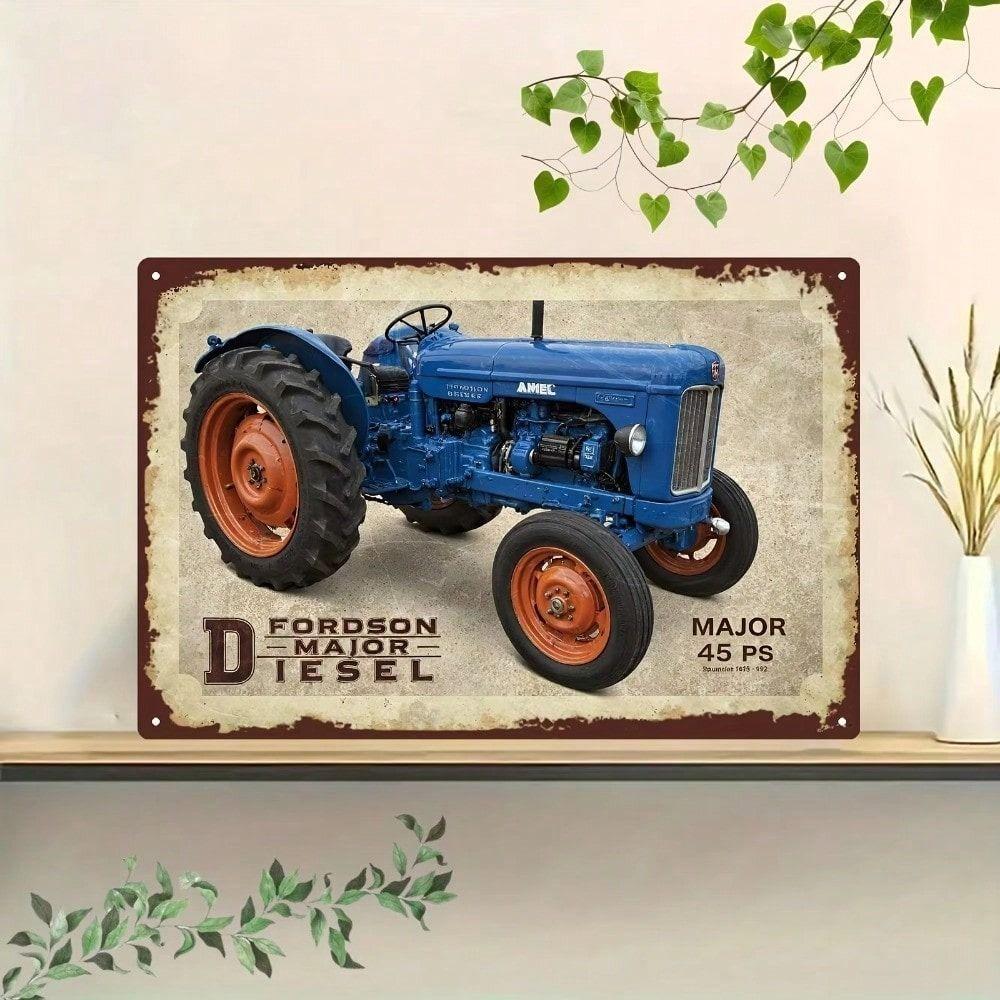 Poster Metallico Trattore Vintage Rustico Farm Wall Art Decorazione Garage