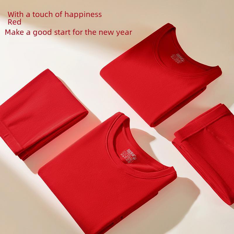 Damen Zodiac Jahr Rotes Antibakterielles Thermounterwäsche-Set - Jahr der Schlange Reine Baumwolle Hochzeits-Schicht