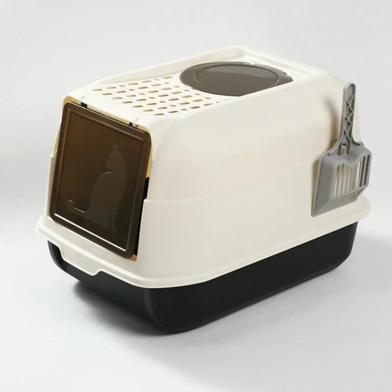 Fully Enclosed Extra Large Cat Litter Box - Foldable Anti-Splash Pet Toilet Dog Cat Bedpan with Litter Scoop Grooming Supplies