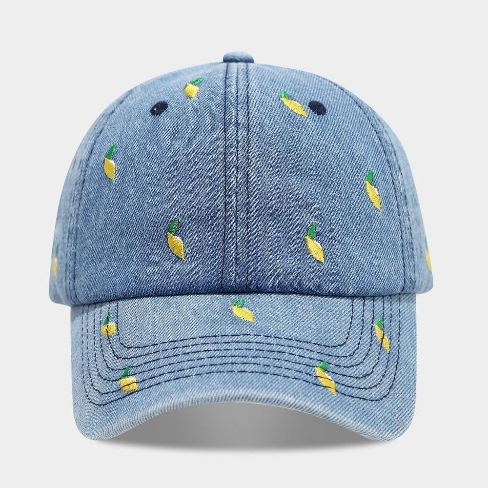 Denim Baseball Caps Lemon Love Cherry Embroidery Gorras Para Hombres Trendy Trucker Cap Unisex