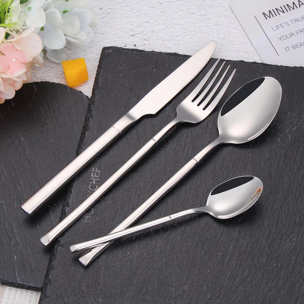 20/24/28 Pieces Sliver Tableware Stainless Steel Western Cutlery Sliverware Mirror Dinner Set Knife Spoon Fork Kitchen Utensils