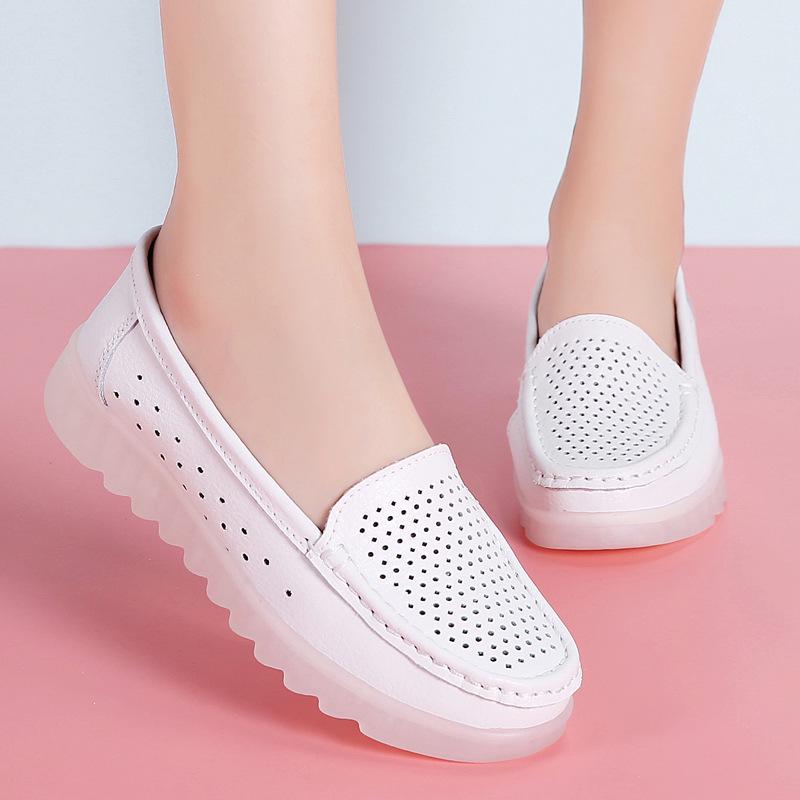 Women Summer Breathable Fitness Sneakers Women Soft Soled Casual Mom Shoes Work Nurse Shoes Flat Soled Bean Shoes for Women