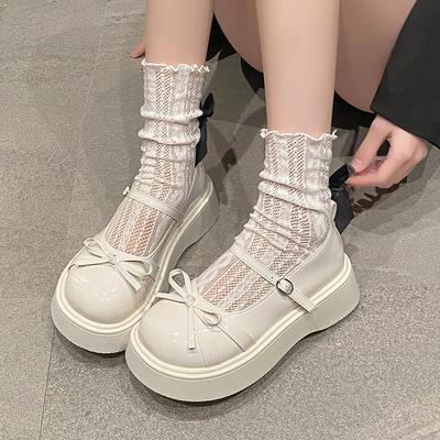 Platform Single Shoes Women's Fashion Autumn New Round Toe Shallow Mouth Butterfly One Strap Mary Jane Shoes