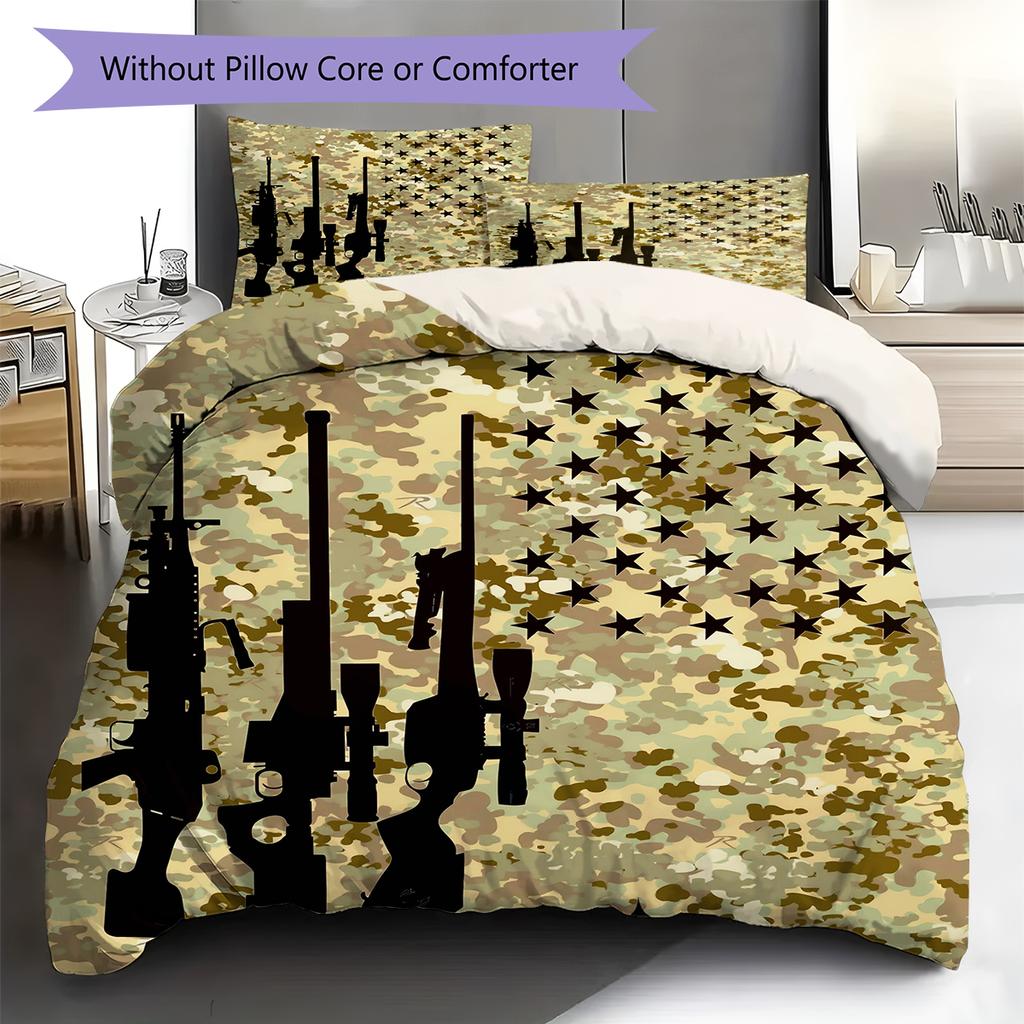 Camouflage Pattern Bedding Quilt Set Quilt Cover Pillowcase Home Decoration Gift (1 * duvet cover + 2 * pillowcase, without core)