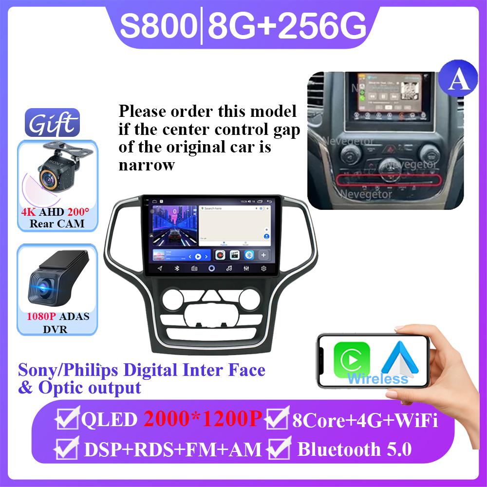 Android 14 For Jeep Grand Cherokee WK2 2014- 2022 Car Radio Multimedia GPS Navi Stereo BT Auto Carplay NO 2din DVD QLED Screen