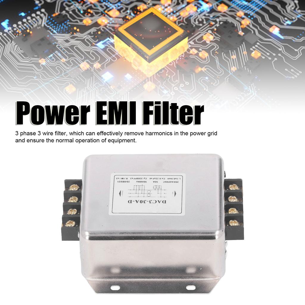 3 Phase 3 Wire Filter Terminal Block Power EMI Filter Noise Suppressor Filter AC250V 440V 50/60Hz