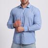 New Cross-border Men's Long Sleeve Imitation Linen Shirt, Vintage Gold Thread Striped Casual Button Up Shirt