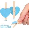 Kisangel 50pcs Heart Clothespins Mini Clothes Pins Photo Wooden Clips DIY Photo Paper Pegs for Cards Painting Scrapbooking,Blue