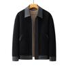 Autumn Senior Design PU Leather Splicing Jacket Lapel Ruffian Handsome Coat Loose Short Coat Top Men