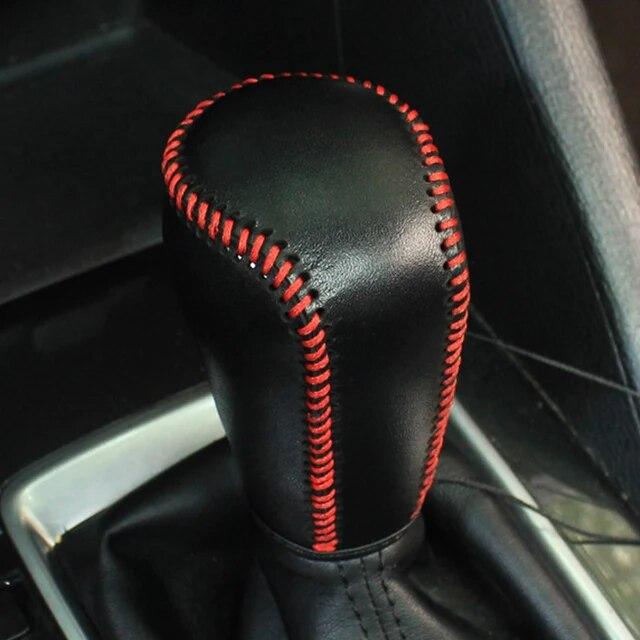 Auto Leder Schalthebelknauf Abdeckung für Mazda 3 Axela Atenza CX-5 CX3 CX-3 CX5 2015- AT Schaltkopf Manschetten Handbremsabdeckungen