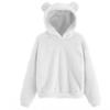 Women's Fashion Long Sleeve Solid Color Fleece  Ears Hooded Warm Sweater Sweatshirt