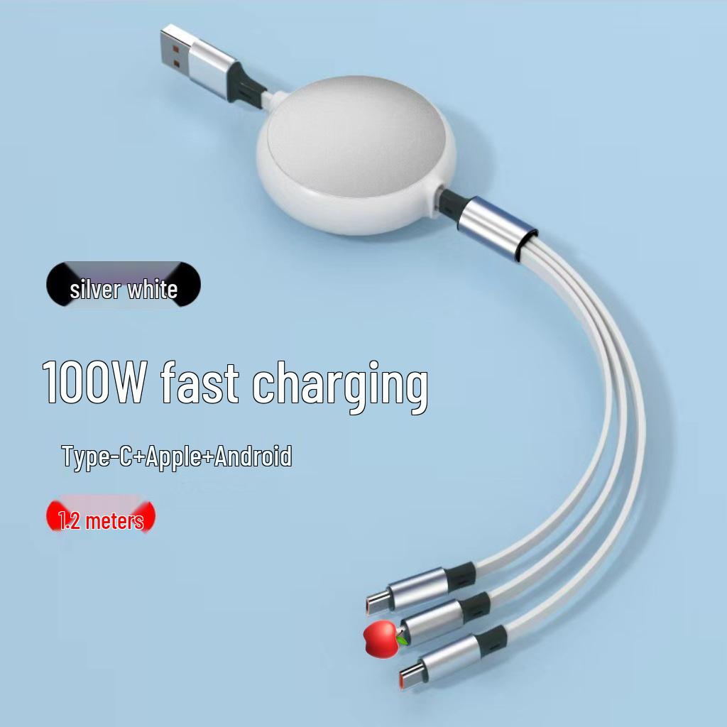 100W Type-C 3-in-1 Fast Charging Cable for Huawei, Android, and Apple Devices