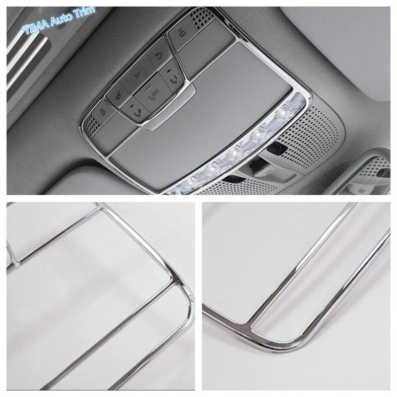 Chrome Car Roof Reading Lights Decor Frame Cover Trim ABS Accessories For Mercedes Benz GLC X253 / C CLASS W205 C200 2015 -