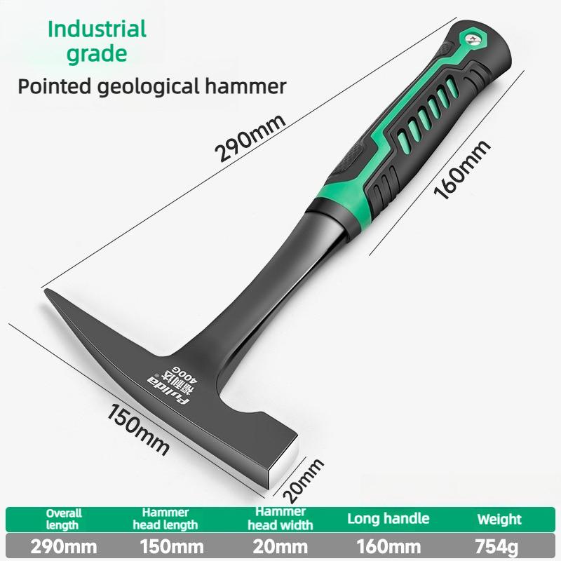 Industrial Geology Prospecting Hammer Integrated Molding Pick Head Tool For Rock Sampling Geological Survey Mining Field Work