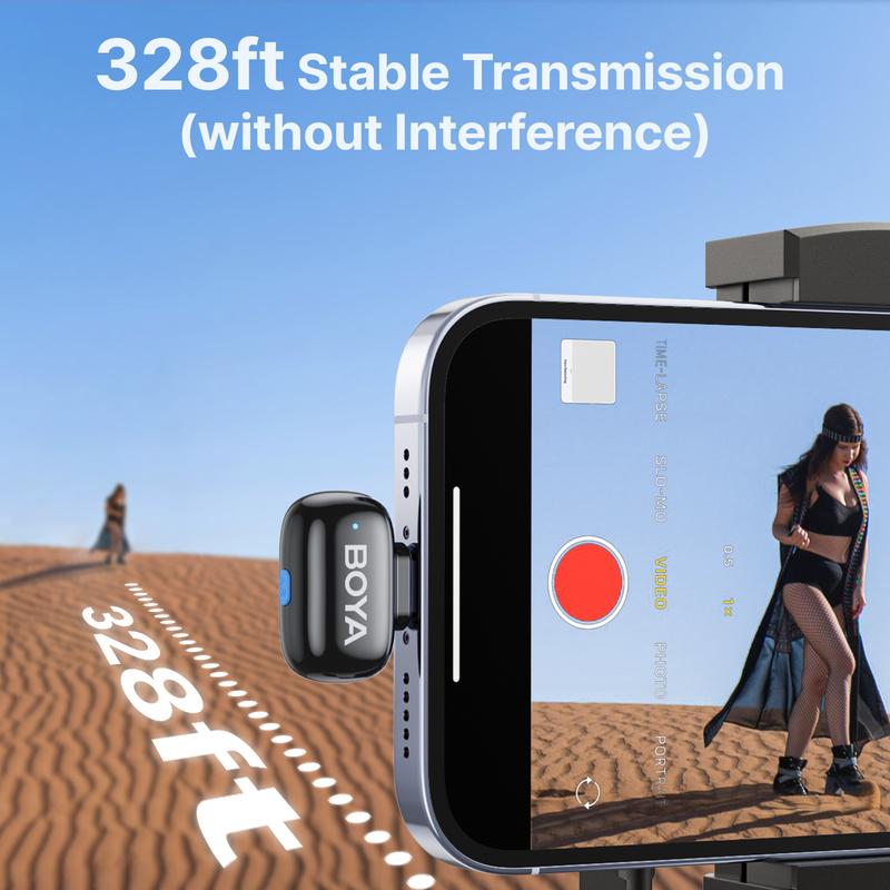 BOYA Mini 2 Trådløs Lavalier Krave Mini Mikrofon Støjreduktion til iPhone 6-17 USB-C Android Smartphone PC Live Streaming