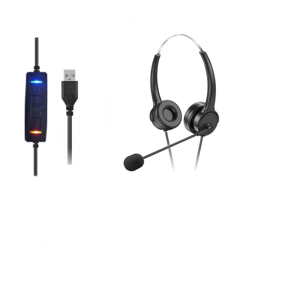 USB Wired Headset for Customer Service and Music - Compatible with Mobile Phones and Computers