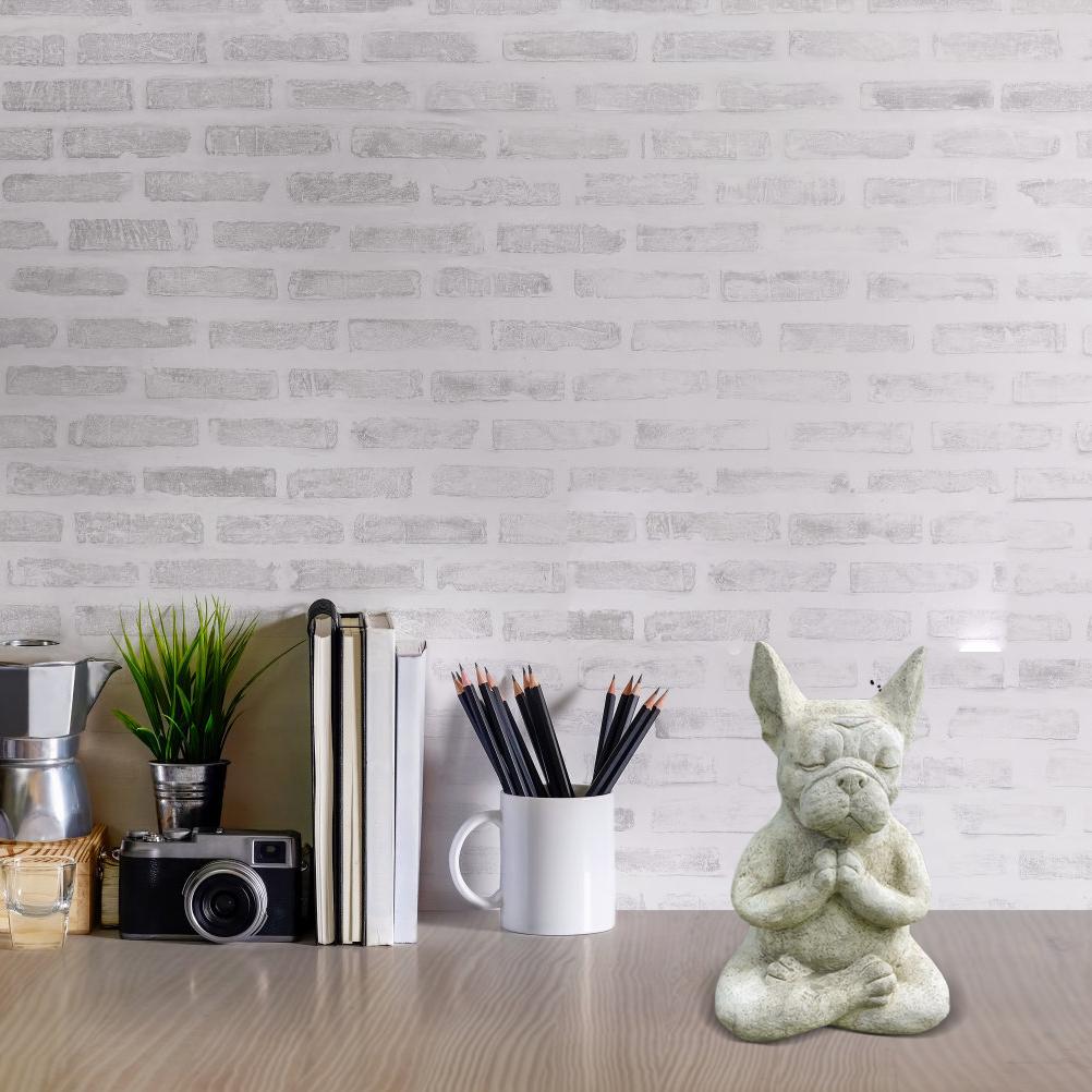 Meditating French Bulldog Statue for Indoor Outdoor Garden Yard Decor