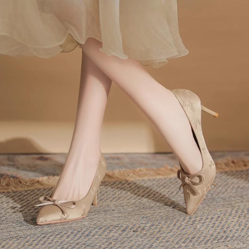 Fashion Spring Autumn 2025 New Style Fashion Comfortable Women Pumps Elegant Versatile Pearl Shallow Thick Heel High Heels Female Shoes
