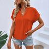 Women’s Short Sleeve Blouse Casual Loose Fit V Neck Top Lightweight Soft Fabric Summer Basic Shirt for Daily Wear