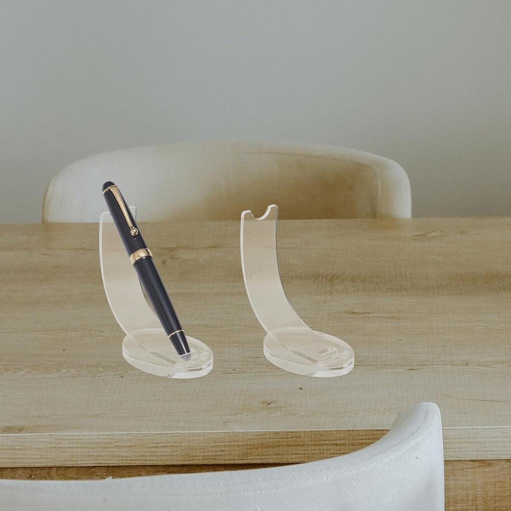 2 Pieces Acrylic Electronic Pen Holder - Single Pencil Pen Display Stand - Fountain Pen Ballpoint Pen Display Rack Makeup Brush Holder for Desk Home