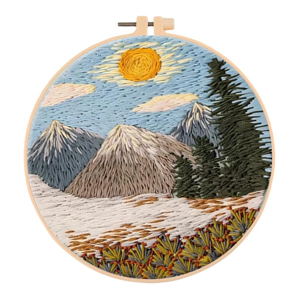 Merry Christmas Handmade Embroidery Kit for Beginners with Cotton Threads Needles Hoop and Pattern for Custom Art