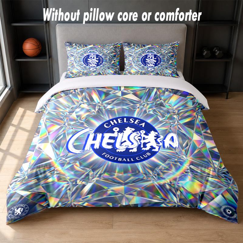 Set Biancheria da Letto Chelsea FC Design 1 Copripiumino + 2 Federe Morbido Traspirante Biancheria da Letto per la Casa