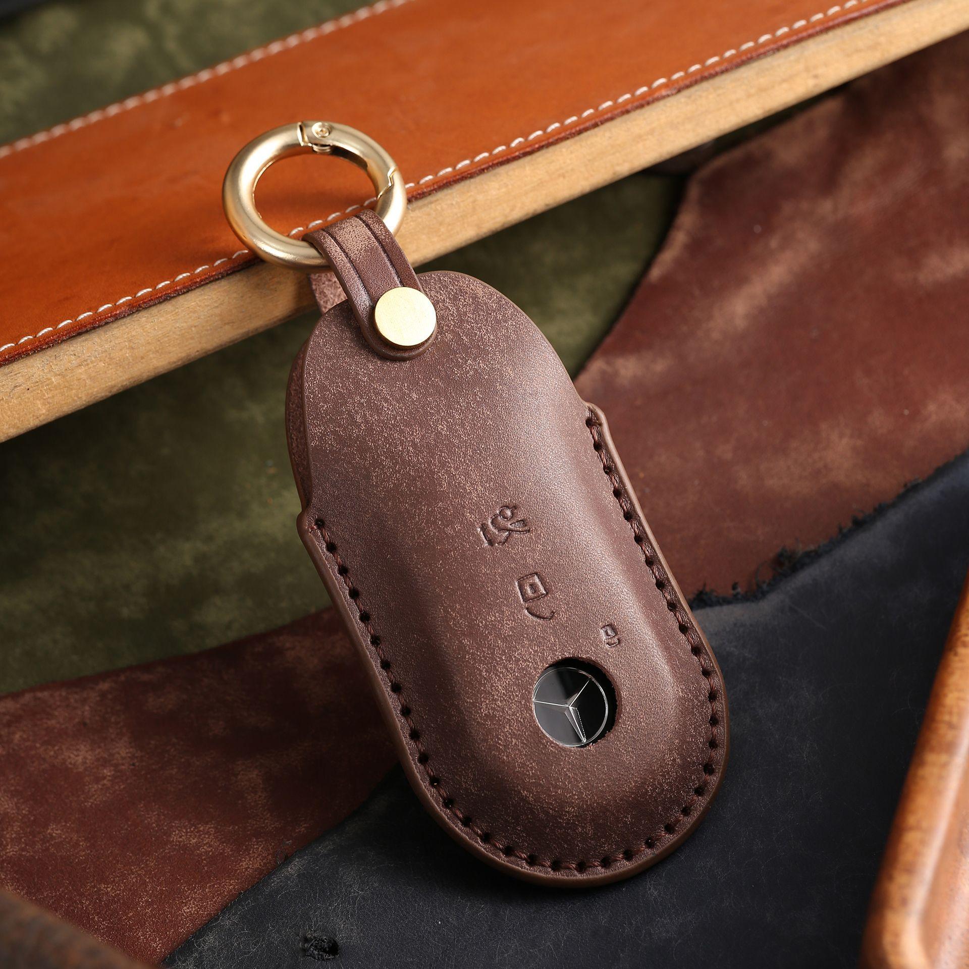 

Высококачественный чехол для ключа подходит для 23 сумок для ключей Mercedes-Benz, натуральная кожа, автомобили ручной работы, если защитный чехол из коровьей кожи коричневый