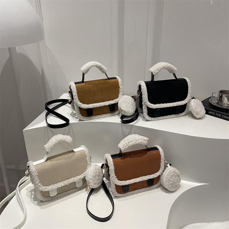 Women Light Luxury Fashion Korean Style Casual Frosted Splicing Commuter Versatile Crossbody Small Square Bag