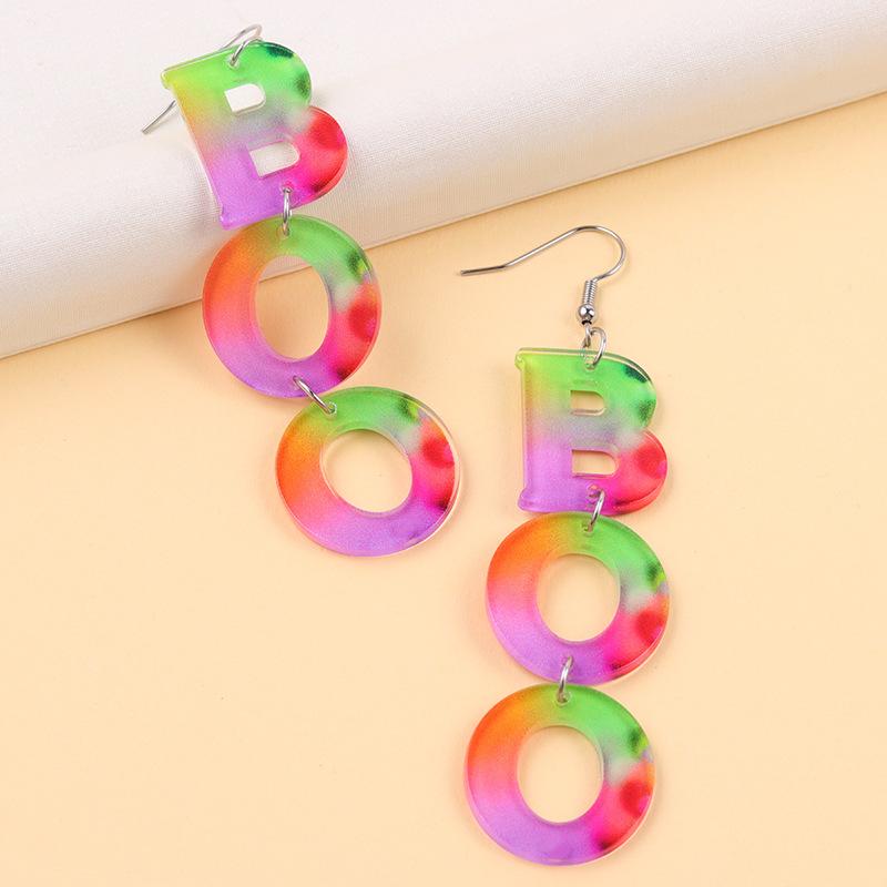 JMXD-JMXD- Halloween Ghost Acrylic Earrings for Women, Y2K Color-Blocking Dangle Earrings, Hypoallergenic Statement Drop Ear Studs