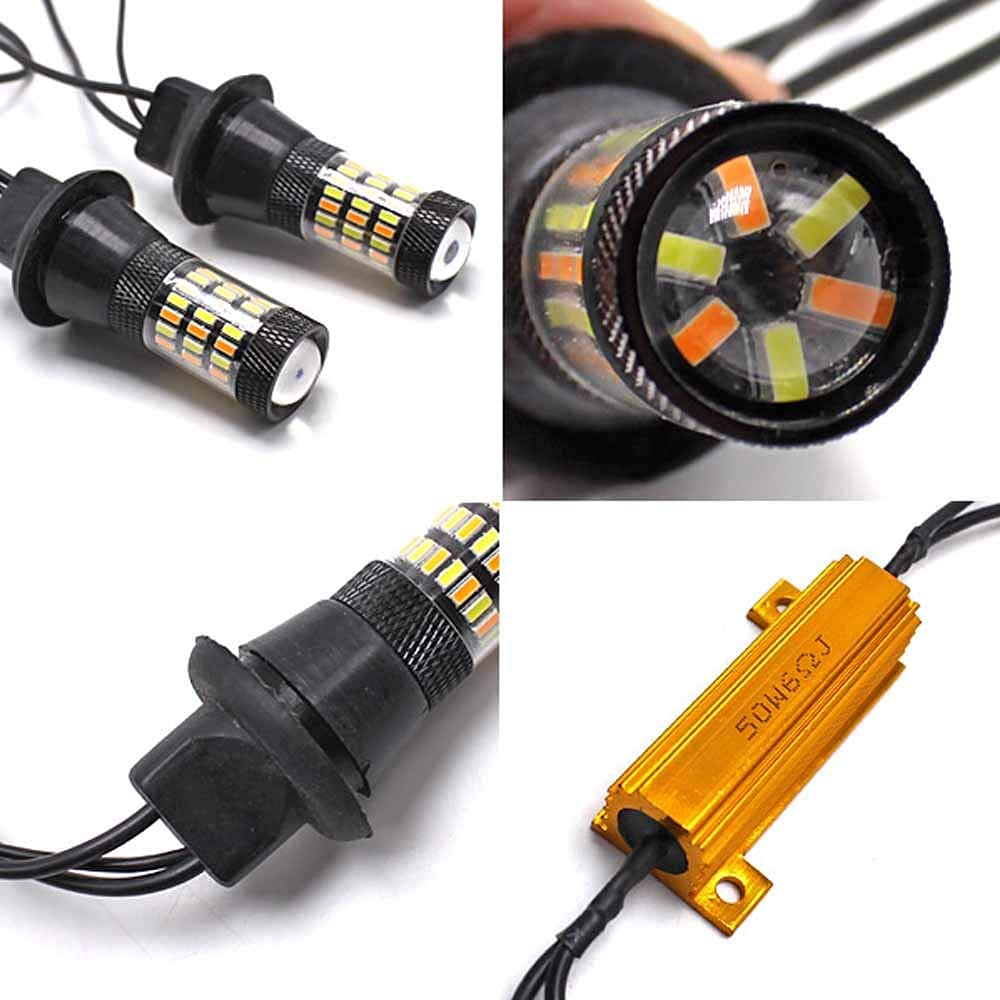 Wellvie 60 Rzędów T20 LED Zestaw Kierunkowskazów Pozycyjnych z Rezystorem Zapobiegającym Miganiu, Guma