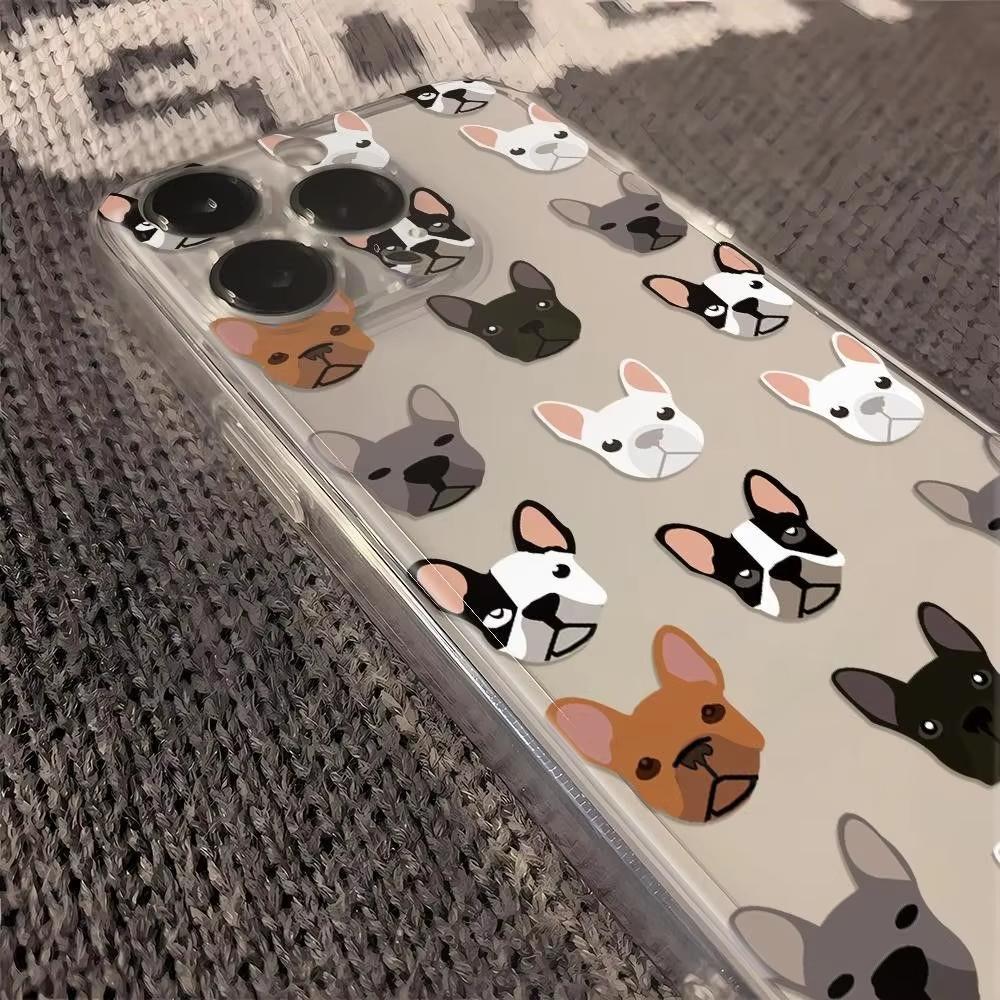 Süßes Französische Bulldogge Hundegesicht Muster Design Schutzhülle für iPhone 17 16 15 14 13 12 11 16E Serie Pro Max Plus