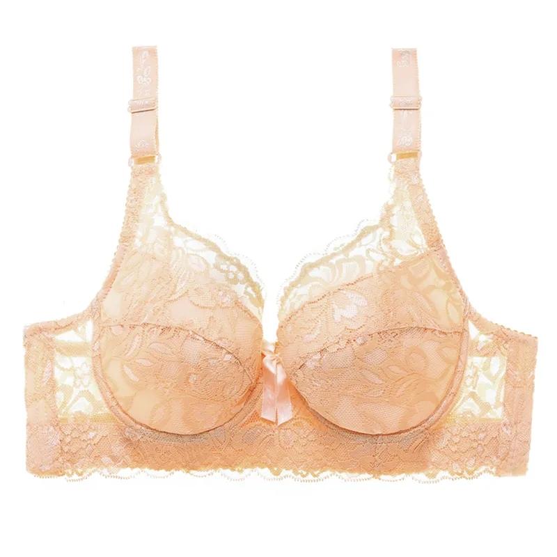 Large Size Ultra-thin Underwear Women's Bra Sexy Lace Beauty On The Back Full Cup Bra