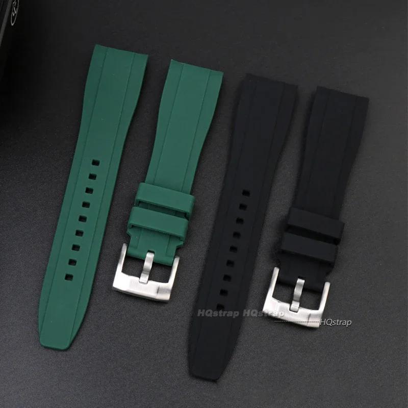 Curved End Rubber Silicone Strap for Citizen Watch Bracelet for Swatch Soft Waterproof Watchband for Rolex 20mm 22mm Wristband