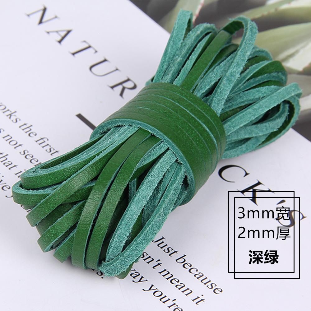Diy Jewelry Accessories 3Mm Wide 2Mm Thick Square Cowhide Rope Bracelet Necklace Sweater Chain Woven Rope Genuine Leather Leather Rope