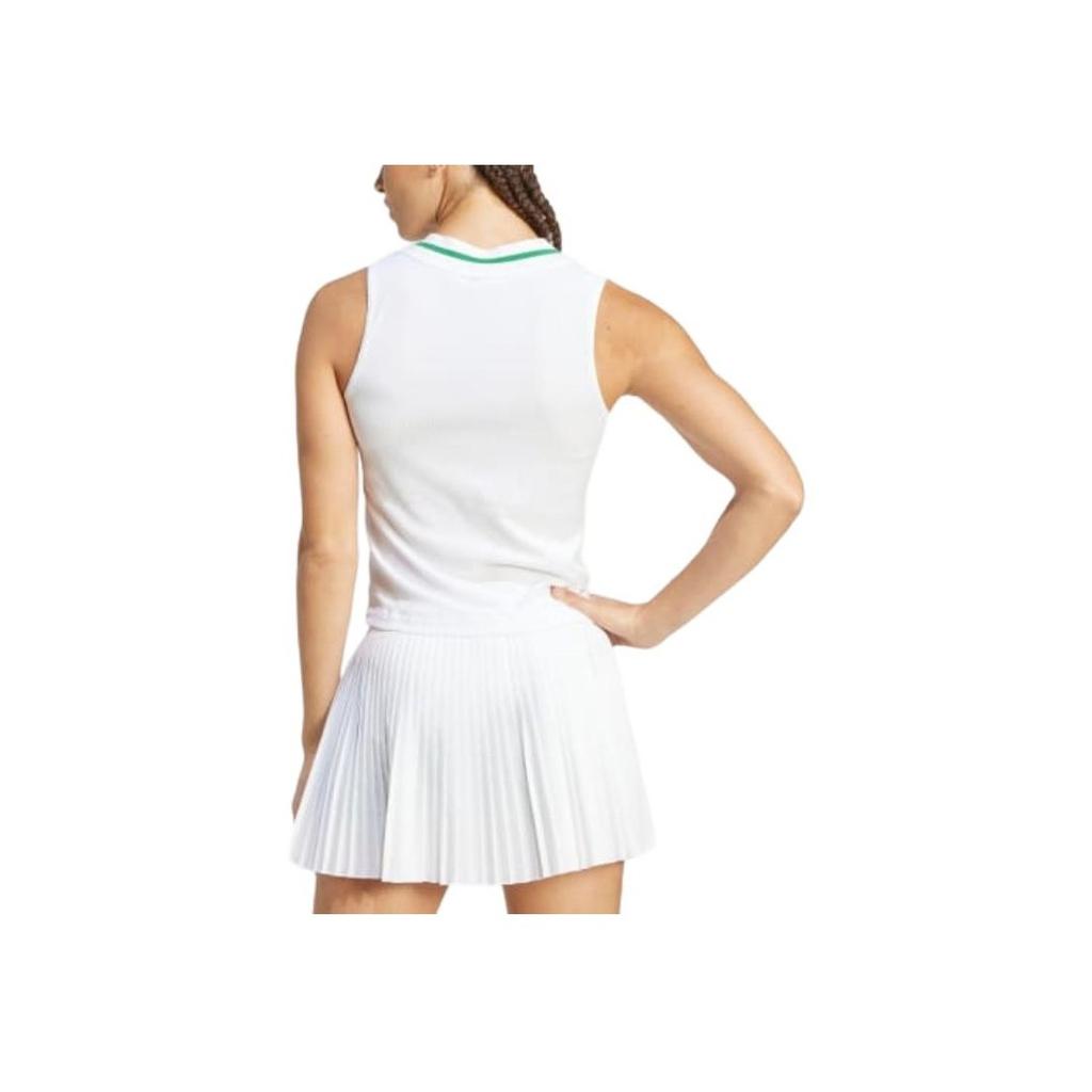 Adidas Originals Solid Color Brand Logo Slim Fit Straight Cut Tank Top Women Tops White JM4737