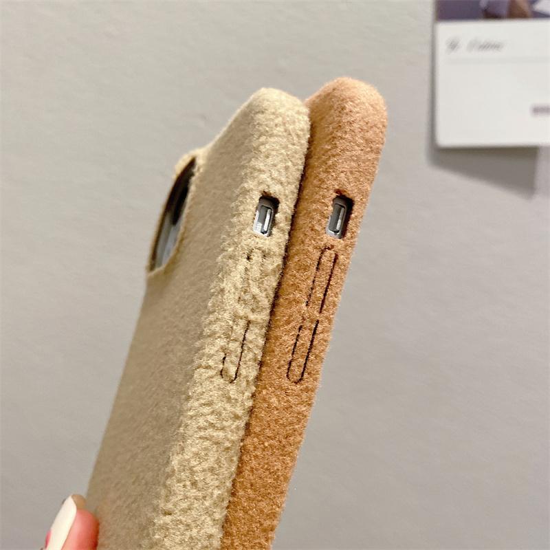 Modische einfarbige Plüsch-Handyhülle für iPhone 15 14 13 12 11 Pro Max X XS XR XS Max 8 7 Plus weiche TPU stoßfeste Abdeckung