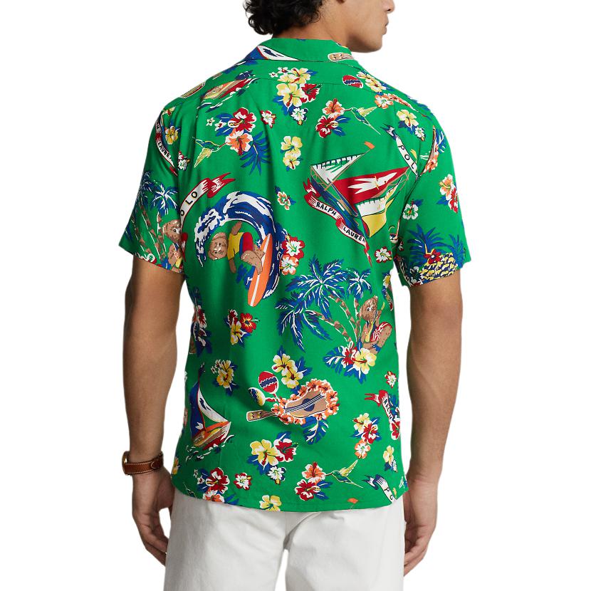 Polo Ralph Lauren Ss24 Floral Print Single-Breasted Short Sleeve Shirt Men shirts Green MNPOWOV1N820770-999