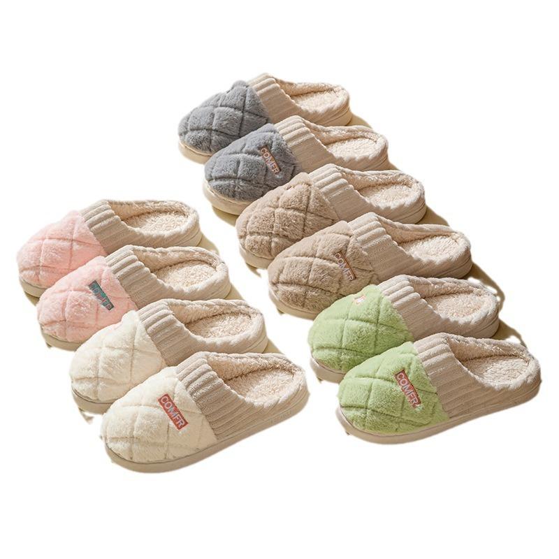 Mao Mao cotton slippers women's winter 2025 new home indoor plush warm thick bottom couple hair slippers men's autumn and winter