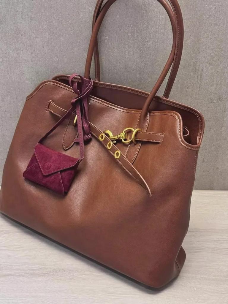 Vintage Koeienhuid Leer Bowling Tote Handtas - Schouder & Onderarm Tas