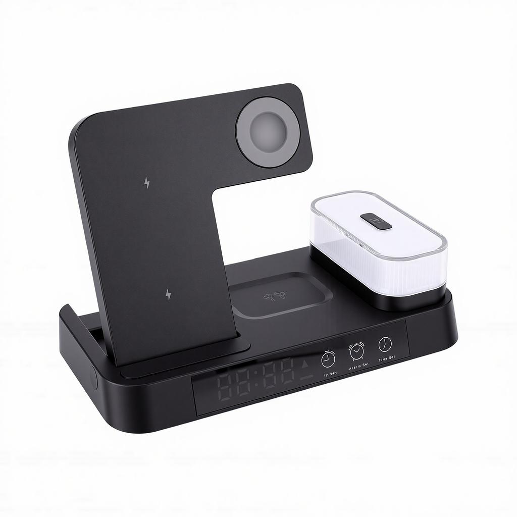 4 In 1 Charging Station Fit for MagSafe LED Display Magnetic Wireless Charger Stand with RGB Night Light for Phone
