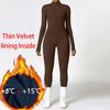 Winter Plush Yoga Jumpsuits Warm Fleece Women's Tracksuits Fitness Overalls Long Sleeves Cycling Bodysuit One-Piece Sports Suit