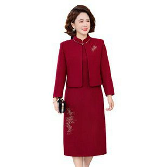 Elegant Plus Size Two-Piece Suit Dress for Mother-in-Law Wedding Guest 4XL красный