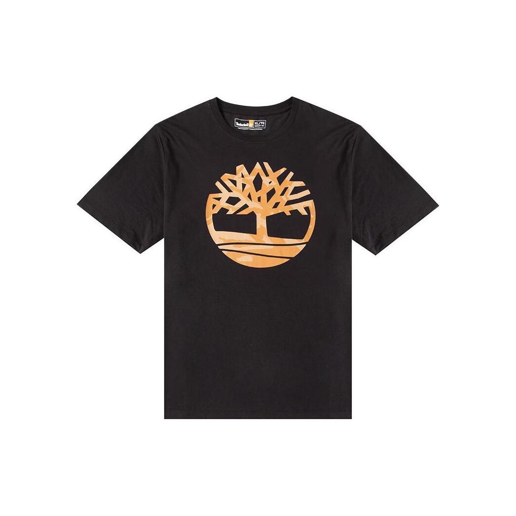 Timberland Logo Print Round Neck Outdoor Breathable Short Sleeve T-Shirt Men Tops Black A2Q5Q-001