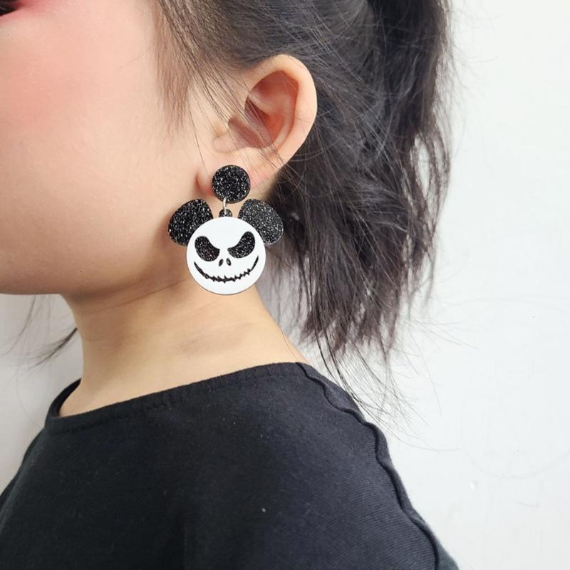 Halloween Earrings Mouse for Head Dangle Earrings Holiday Acrylic Pumpkin Eardrops Bats Dangle Jewellery Spooky Cute gif