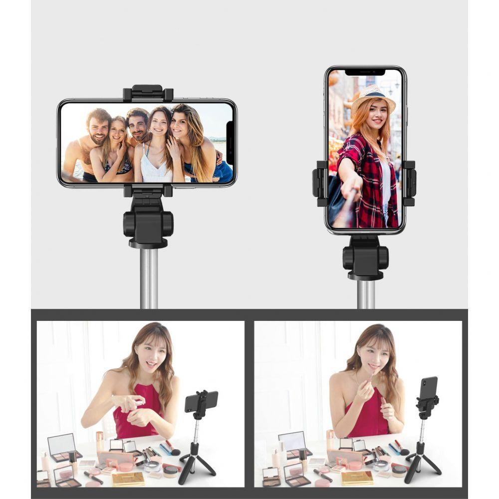 Selfie stick Bluetooth tripod up to 72cm - black