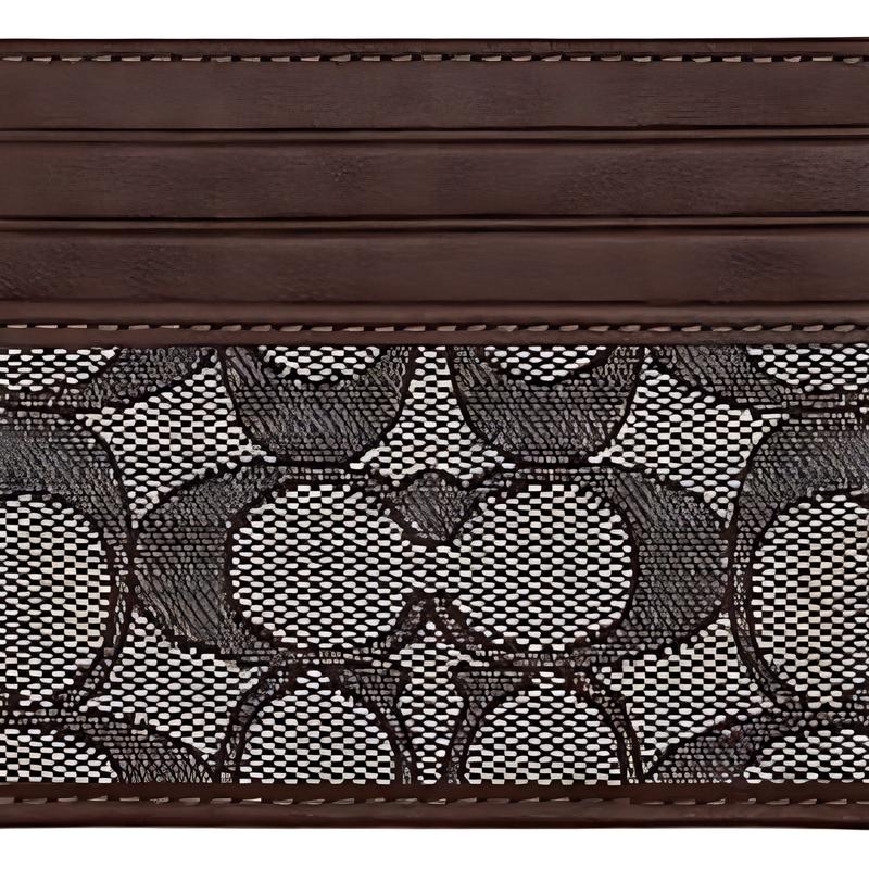 COACH 10 Classic Presbyopia Cowhide Fabric Card Holder Regular Men's Oak Color and Maple Color Oak color maple color