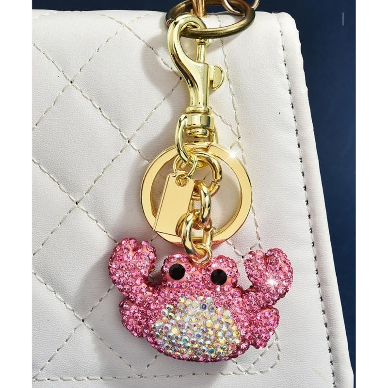 Elegant Crab Keychain With Dazzling Rhinestones Elegant Handbag Charm Sparkling Bag Charm For Bags And Keys In 3 Trendy Colors
